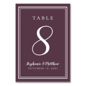 パープル結婚ズシンプルのミニマモダンリストエレガント テーブルナンバー (裏面)