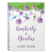 パープル結婚ズパーソナライズされたゲストブック ノートブック (正面)