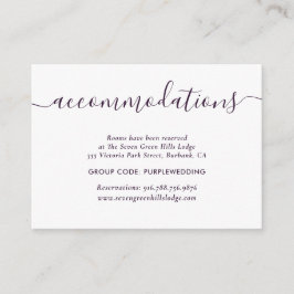 パープル結婚ズホテルアコモデーションカード エンクロージャーカード