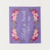 パープル結婚ズ披露宴フォトブースプロップ タペストリー (正面)