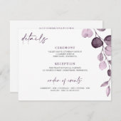 パープル結婚ズ詳細カードフローラガーデン エンクロージャーカード (正面/裏面)