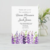 パープル結婚ズ・ウォーター・カラー・ラベンダー 招待状 (スタンド正面)