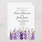 パープル結婚ズ・ウォーター・カラー・ラベンダー 招待状 (正面/裏面)