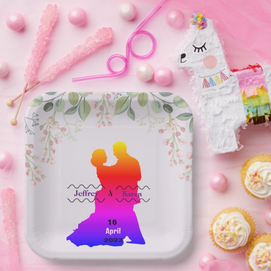 パープル結婚ズ ペーパープレート (パーティー)