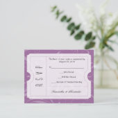 パープル結婚チケットRSVPカード 出欠カード (スタンド正面)