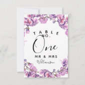 パープル結婚テーブル番号パーティー/結婚s 招待状 (裏面)