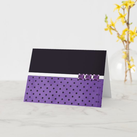 パープル結婚テーマノートカード カード (黄色い花)