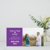 パープル結婚ハートの写真サンキューカード サンキューカード (スタンド正面)