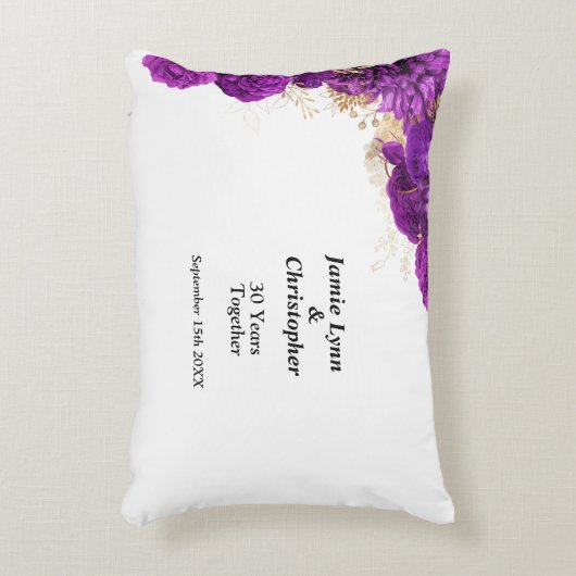 パープル結婚フローラのアニバーサリーアクセント枕 アクセントクッション (正面(垂直))