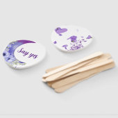 パープル結婚フローラのハンドファン – "言うYes"パドル ハンドファン (組立なし)