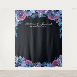 パープル結婚フローラの写真ブース背景 タペストリー