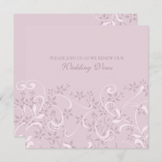 パープル結婚フローラの誓の更新招待状 招待状 (正面/裏面)