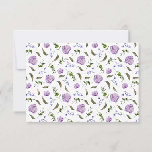 パープル結婚フローラのQRコードRSVPカード 出欠カード (裏面)