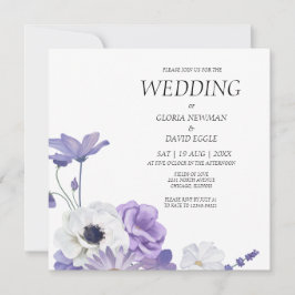 パープル結婚フローラスクエア招待状 招待状