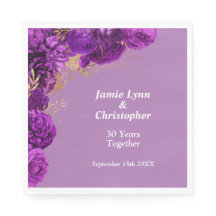 パープル結婚フローラ記念日ナプキンス