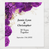 パープル結婚フローラ記念日ワインラベル ワインラベル (シングルラベル)