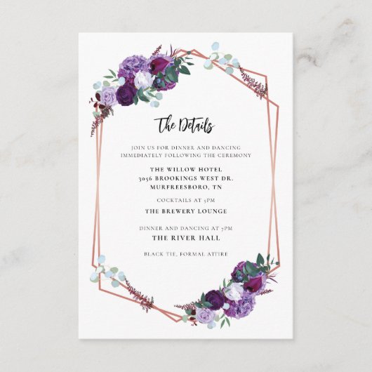 パープル結婚フローラ詳細 エンクロージャーカード (正面)