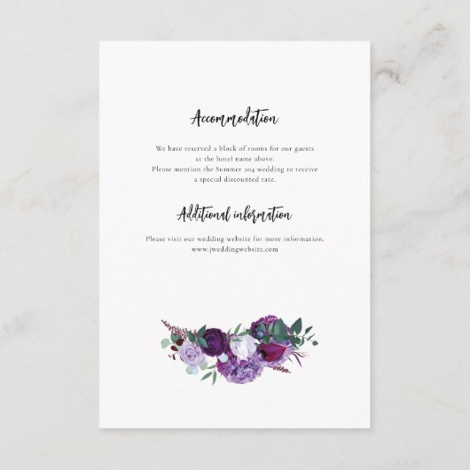 パープル結婚フローラ詳細 エンクロージャーカード (裏面)