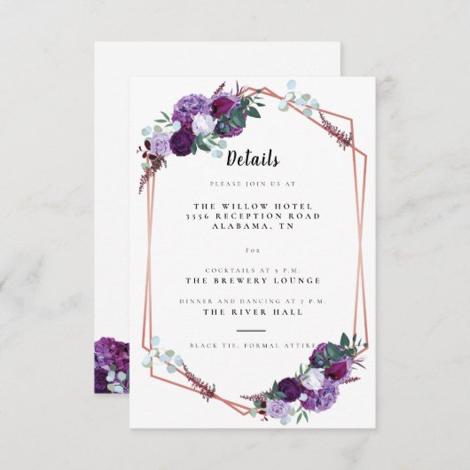 パープル結婚フローラ詳細 エンクロージャーカード (正面/裏面)