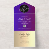 パープル結婚モノグラムの全招待状 オールインワン招待状 (内側)