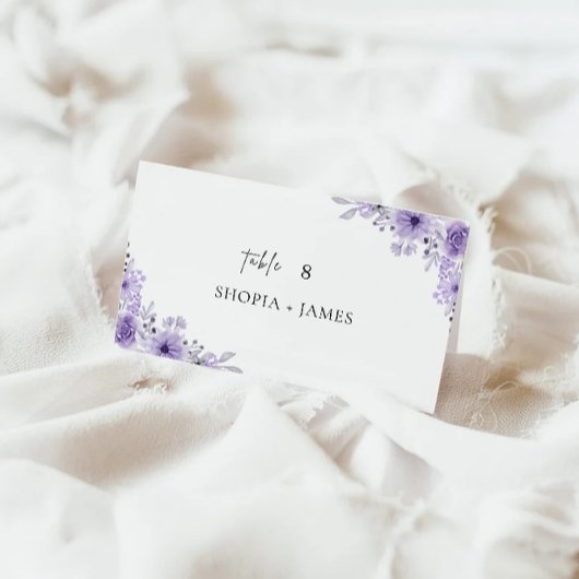 パープル結婚座席表テンプレート エンクロージャーカード