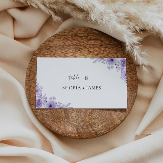 パープル結婚座席表テンプレート エンクロージャーカード