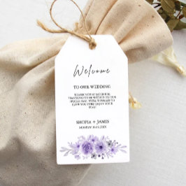 パープル結婚式の引き出物ラベルテンプレート、 ギフトタグ