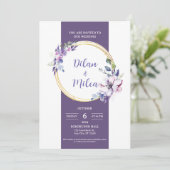 パープル結婚式招待状カード 招待状 (スタンド正面)