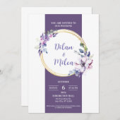 パープル結婚式招待状カード 招待状 (正面/裏面)