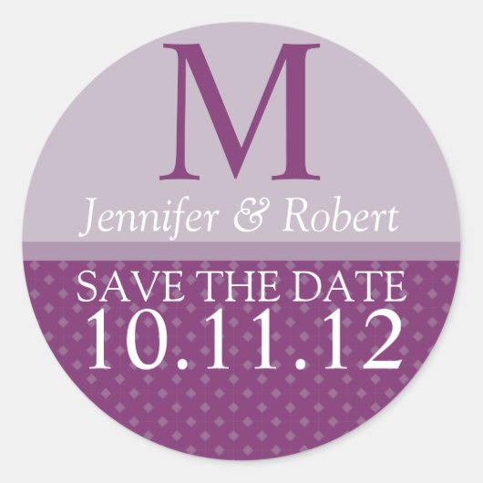 パープル結婚式招待状封筒用シールモノグラム ラウンドシール (正面)