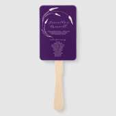 パープル結婚式 プログラムファンフローララインアート ハンドファン (正面)