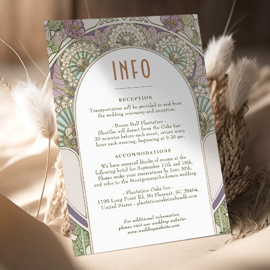 パープル結婚薄紫のInsert INFOヴィンテージ新しい 招待状