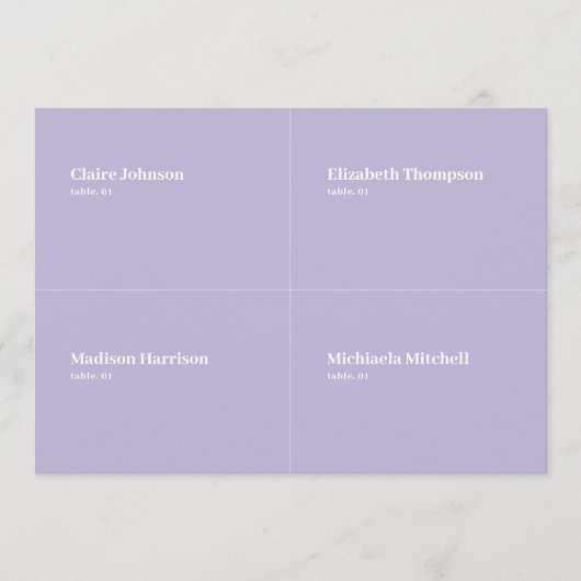 パープル結婚薄紫座席表DIY 招待状 (正面)