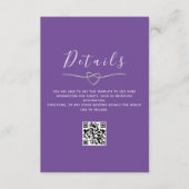 パープル結婚詳細QRコード エンクロージャーカード (正面)