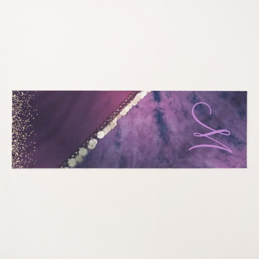 パープル絞り染めモノグラムコインスカーフ ヨガマット (正面(横))