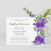 パープル絵を描フローラブライダルシャワー招待 招待状 (スタンド正面)