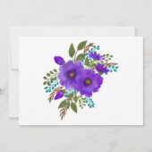 パープル絵を描フローラブライダルシャワー招待 招待状 (裏面)