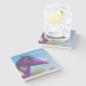 パープル絵を描ホースストーンコースター ストーンコースター (横)