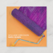 パープル絵を描ローラー、ペインター&デコレーター スクエア名刺 (正面)