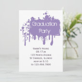 パープル絵を描卒業パーティー招待状 招待状 (スタンド正面)