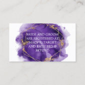 パープル絵を描金ゴールドの結婚レジストリエンクロージャカード 名刺 (裏面)
