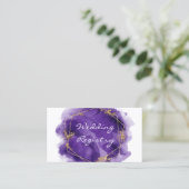 パープル絵を描金ゴールドの結婚レジストリエンクロージャカード 名刺 (スタンド正面)