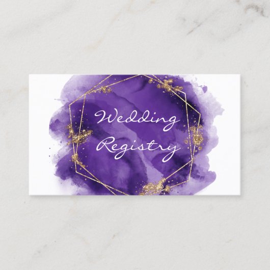 パープル絵を描金ゴールドの結婚レジストリエンクロージャカード 名刺 (正面)