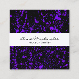パープル絵を描（ばちゃばちゃ）跳ねるオンブラック スクエア名刺