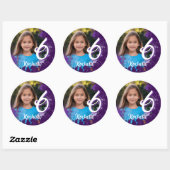 パープル絵を描（ばちゃばちゃ）跳ねるフォトステッカー – 年齢6 ラウンドシール (シート)