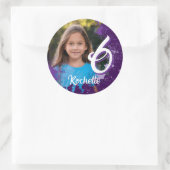 パープル絵を描（ばちゃばちゃ）跳ねるフォトステッカー – 年齢6 ラウンドシール (バッグ)