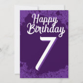 パープル絵を描（ばちゃばちゃ）跳ねるフォト第7誕生日招待状 招待状 (裏面)