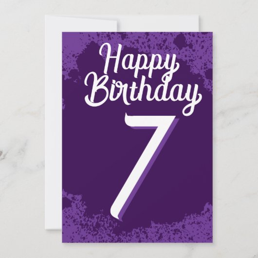 パープル絵を描（ばちゃばちゃ）跳ねるフォト第7誕生日招待状 招待状 (裏面)
