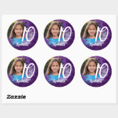 パープル絵を描（ばちゃばちゃ）跳ねる写真ステッカー – 年齢10 ラウンドシール (シート)