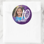 パープル絵を描（ばちゃばちゃ）跳ねる写真ステッカー – 年齢10 ラウンドシール (バッグ)
